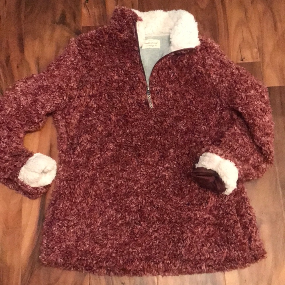 Dark heathered red Sherpa pullover